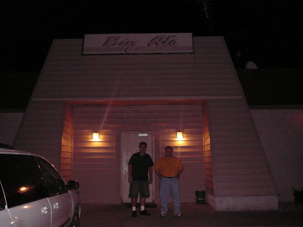 Big Al's
Schmoe and Mickey show off where the magic happens. Our first fifteen (or seventeen) episodes were recorded within.
